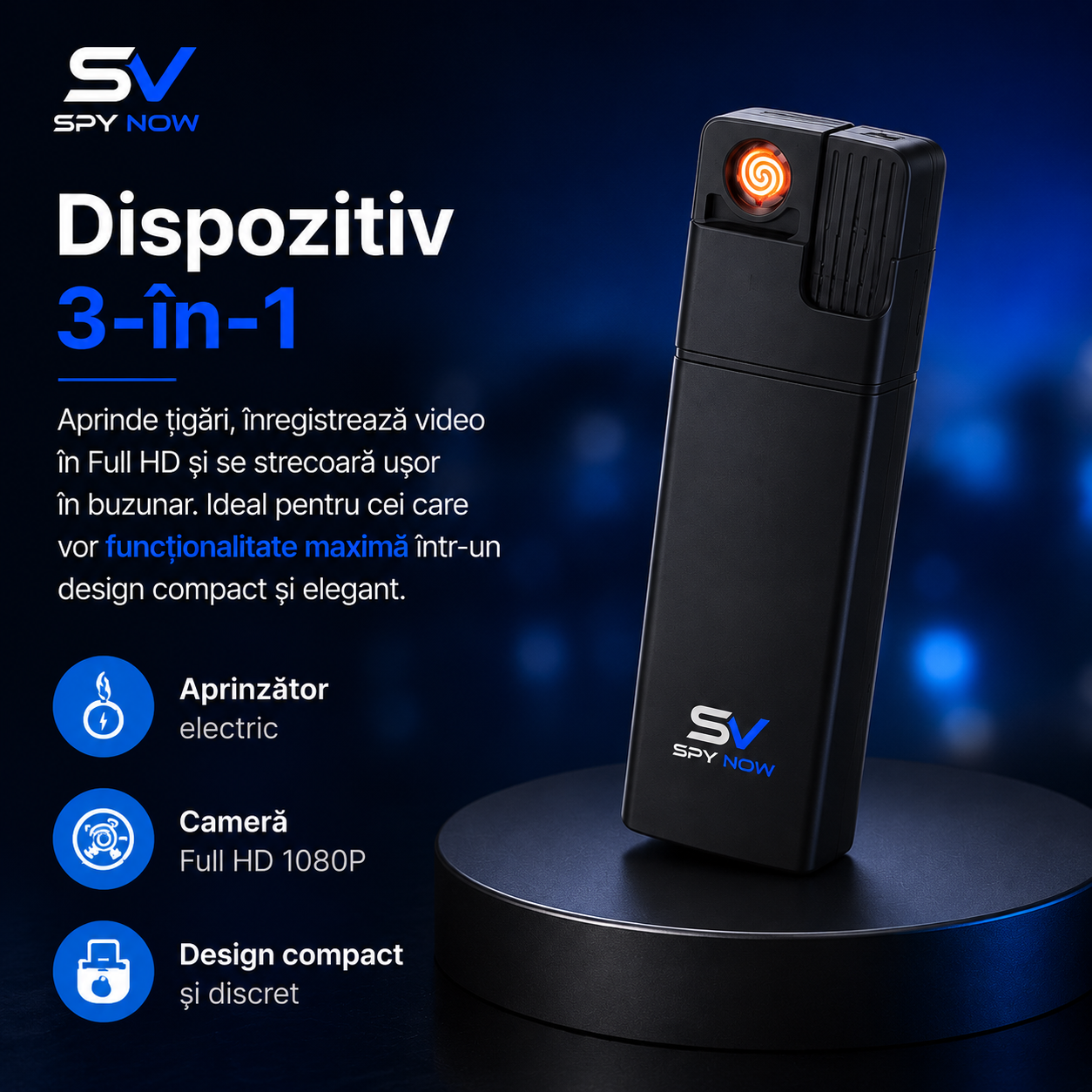 Brichetă SpyNow cu camera Full HD