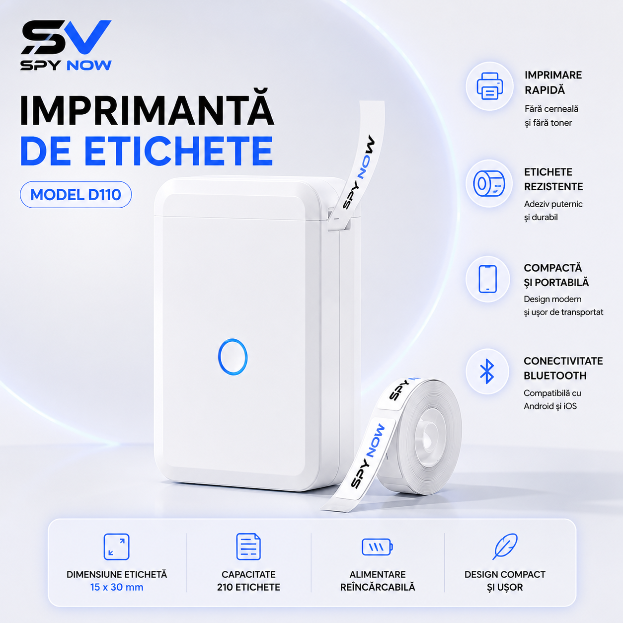Mini Imprimanta de etichetare portabila SpyNow