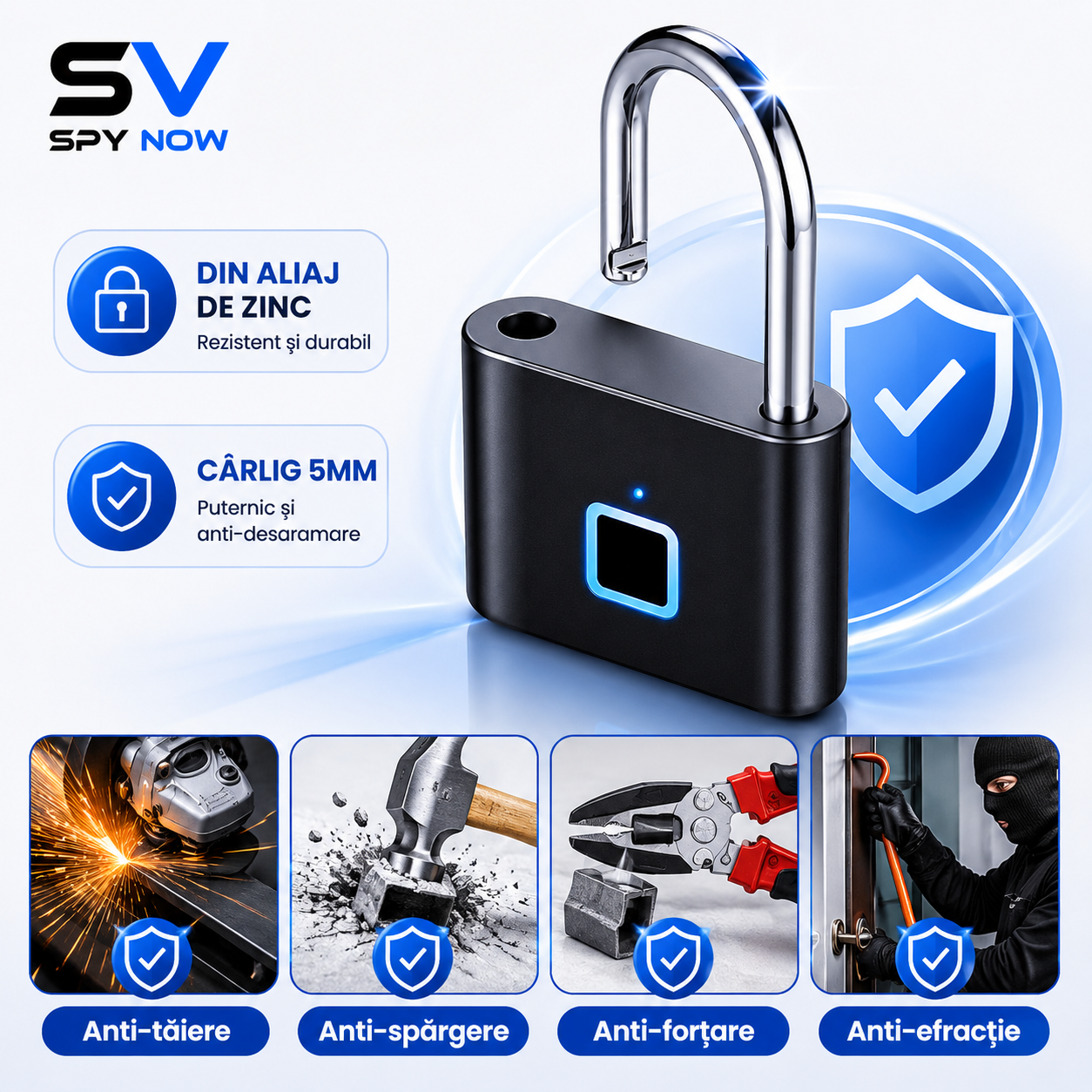 Lacăt Smart Portabil cu Amprentă USB