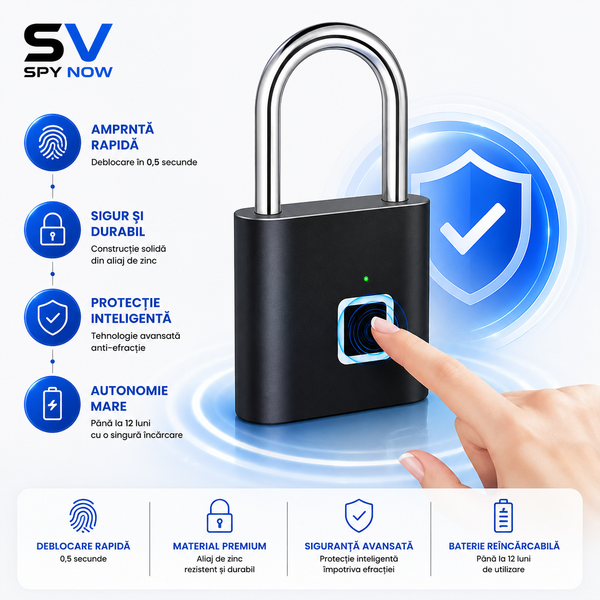Lacăt Smart Portabil cu Amprentă USB
